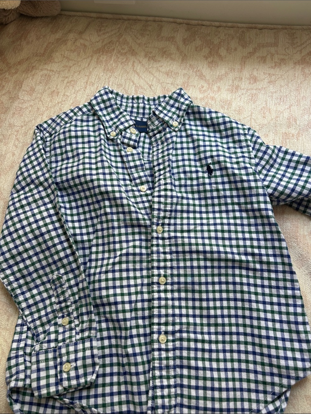 Ralph Lauren Blue and Green Gingham Button-Down Shirt